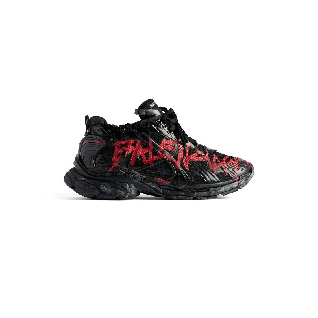 Balenciaga - Men's Runner Graffiti Sneaker in Black